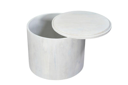 Set Of Two White Solid Wood Round Solid Nested Coffee Tables HomeRoots
