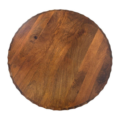30" Chestnut Solid Wood Round Solid Drum Coffee Table
