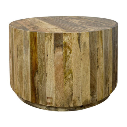 30" Natural Solid Wood Round Solid Drum Coffee Table HomeRoots