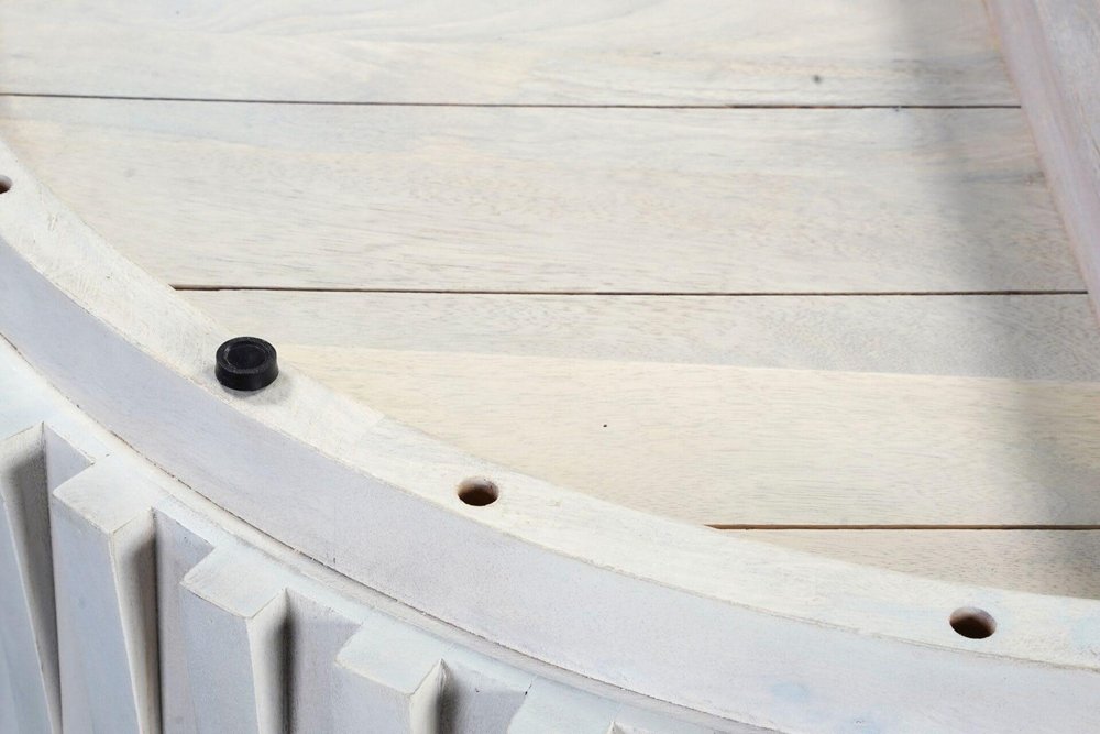 30" White Solid Wood Round Drum Coffee Table HomeRoots
