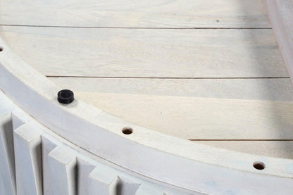 30" White Solid Wood Round Drum Coffee Table HomeRoots