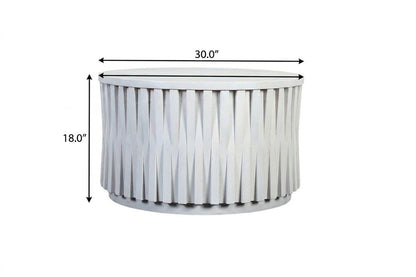 30" White Solid Wood Round Drum Coffee Table HomeRoots