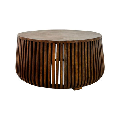 36" Chestnut Solid Wood Round Drum Coffee Table HomeRoots