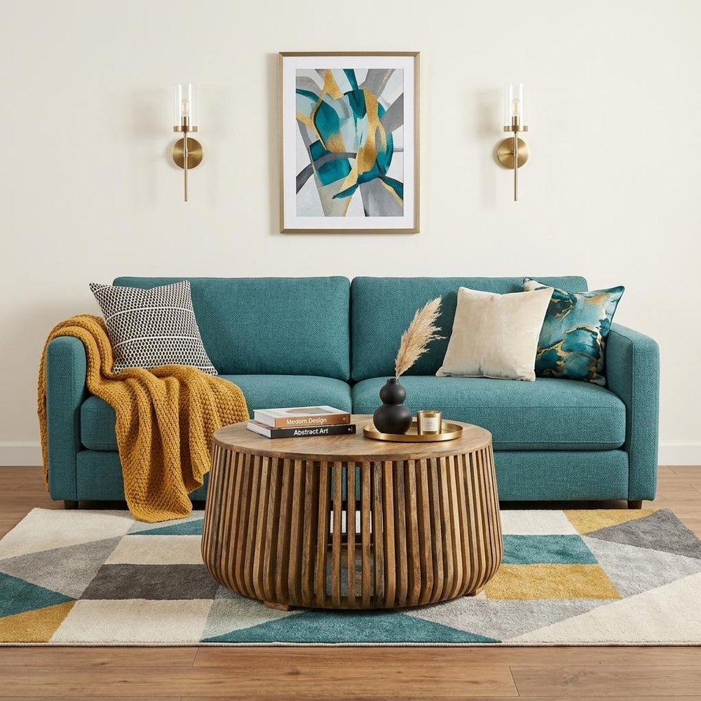 36" Natural Solid Wood Round Drum Coffee Table HomeRoots