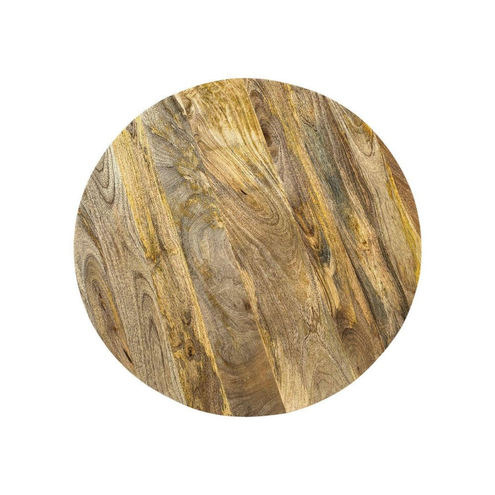 36" Natural Solid Wood Round Drum Coffee Table — view 6