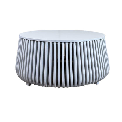 36" White Solid Wood Round Drum Coffee Table HomeRoots