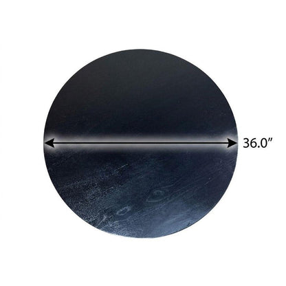 36" Black and Brass Solid Wood and Aluminum Round Solid Drum Coffee Table HomeRoots