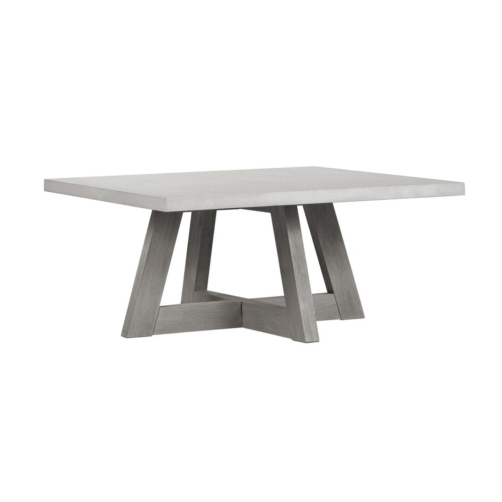 40" Gray Concrete and Solid Wood Trestle Coffee Table