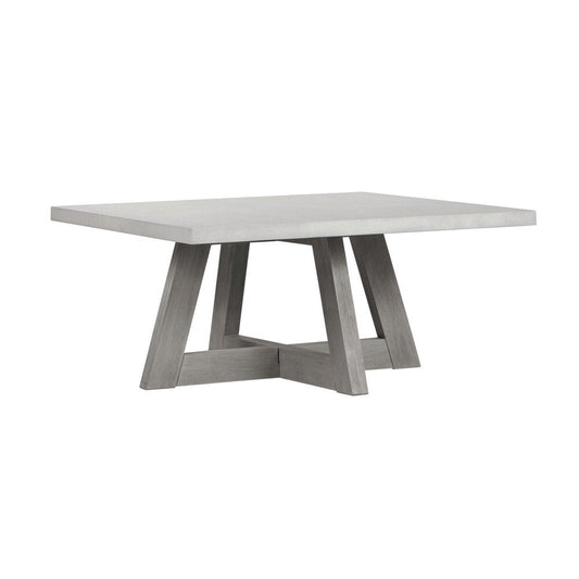 40" Gray Concrete and Solid Wood Trestle Coffee Table