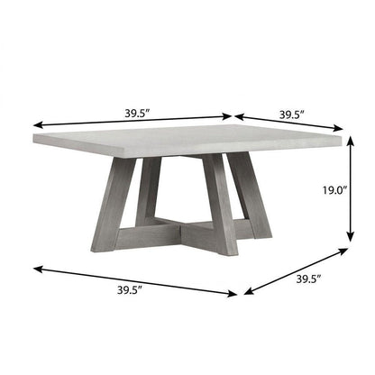 40" Gray Concrete and Solid Wood Trestle Coffee Table HomeRoots