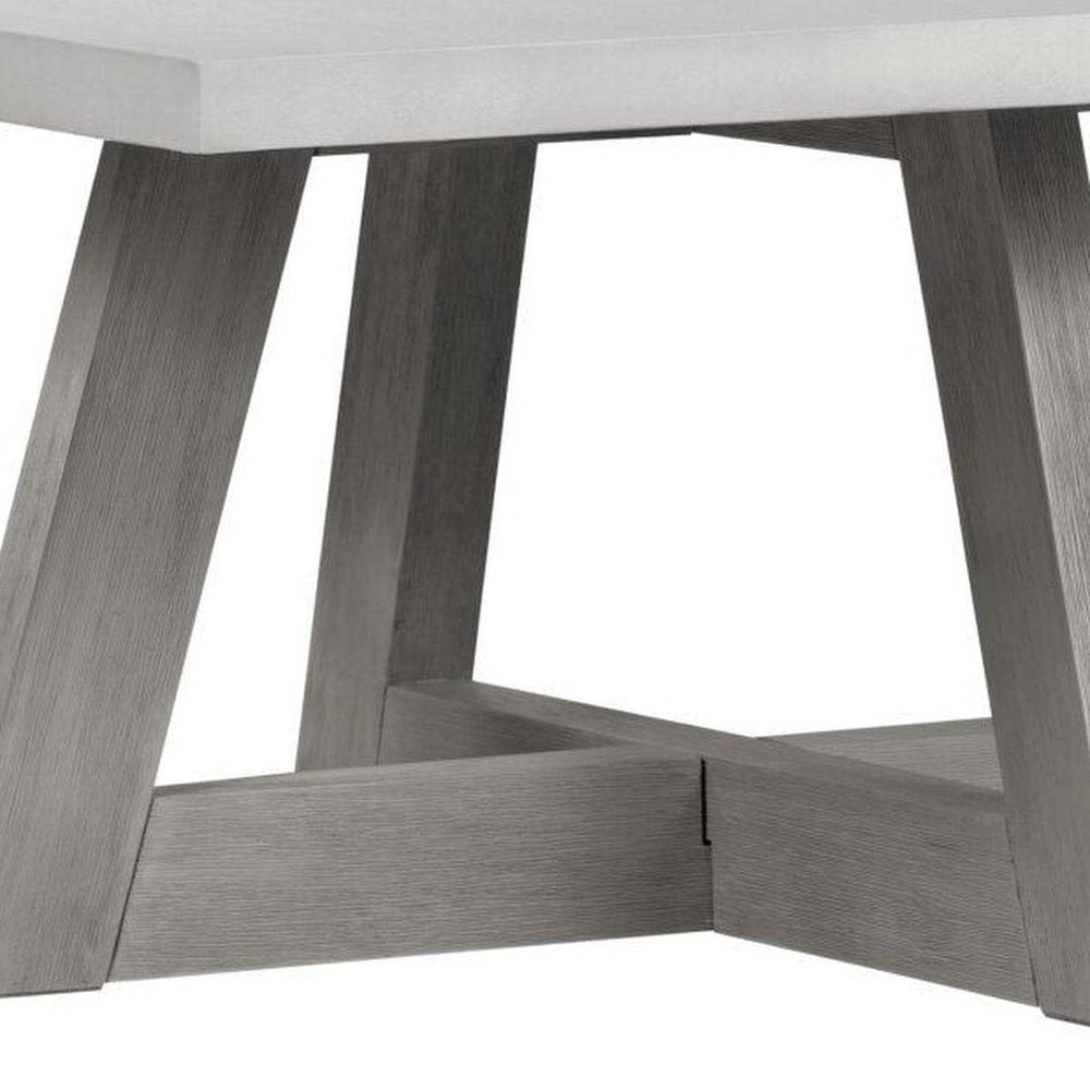 40" Gray Concrete and Solid Wood Trestle Coffee Table — view 4