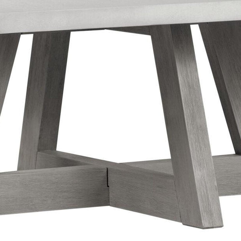 40" Gray Concrete and Solid Wood Trestle Coffee Table