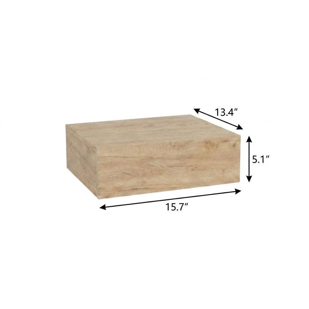 Set of Two 16" Oak Wood One Drawer Floating Nightstand — view 7