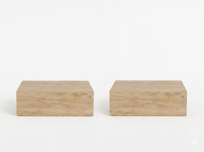 Set of Two 16" Oak Wood One Drawer Floating Nightstand HomeRoots