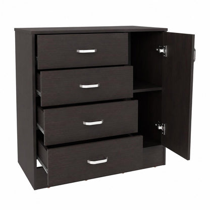Set Of Two 31" Brown Wood And Metal Four Drawer Combo Dresser