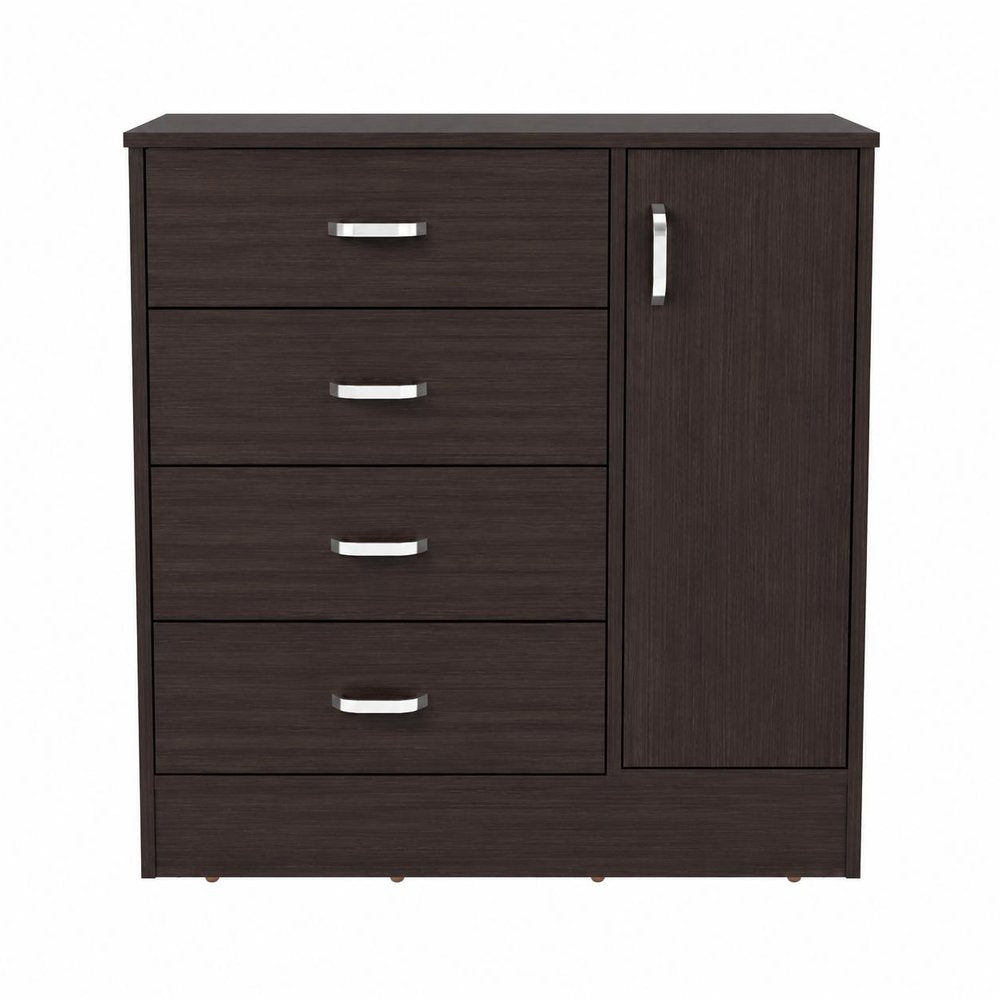 Set Of Two 31" Brown Wood And Metal Four Drawer Combo Dresser