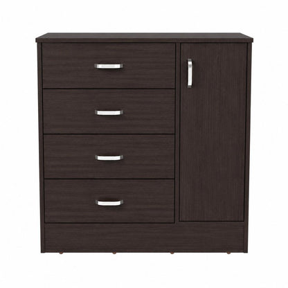 Set Of Two 31" Brown Wood And Metal Four Drawer Combo Dresser