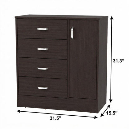 Set Of Two 31" Brown Wood And Metal Four Drawer Combo Dresser