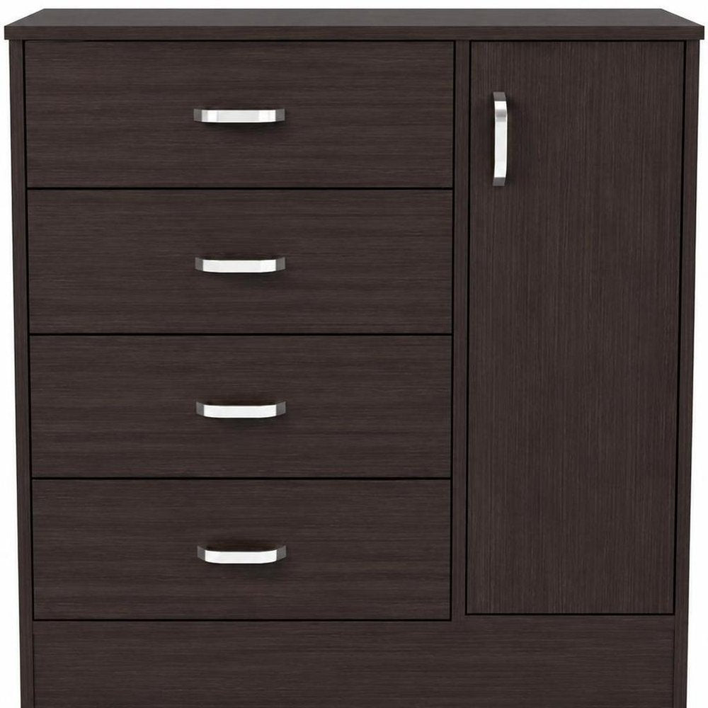 Set Of Two 31" Brown Wood And Metal Four Drawer Combo Dresser — view 4
