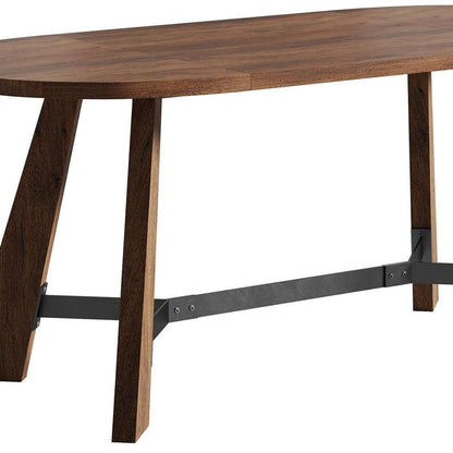 71" Brown and Black Wood Trestle Base Oval Dining Table HomeRoots
