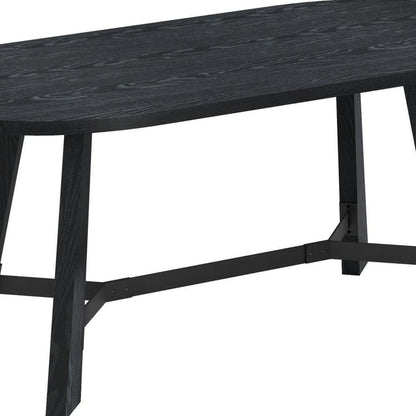 71" Brown and Black Wood Trestle Base Oval Dining Table HomeRoots