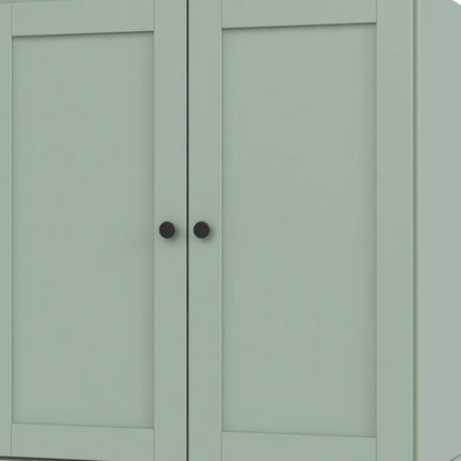 36" Sage Solid Wood Adjustable Three Tier Library Bookcase with Two Doors