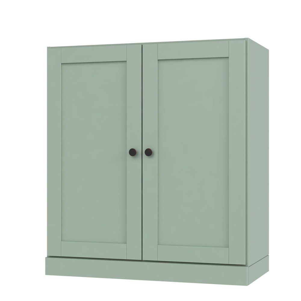 36" Sage Solid Wood Adjustable Three Tier Library Bookcase with Two Doors — view 1