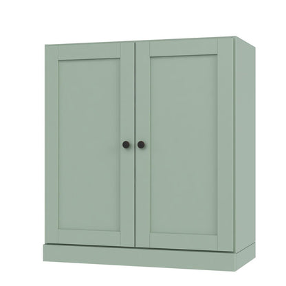 36" Sage Solid Wood Adjustable Three Tier Library Bookcase with Two Doors