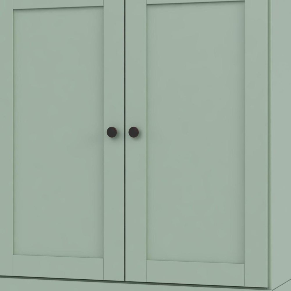 36" Sage Solid Wood Adjustable Three Tier Library Bookcase with Two Doors