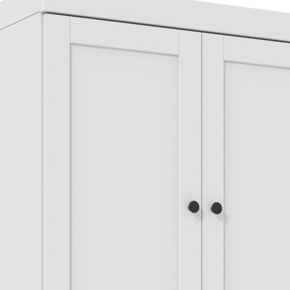 72" White Solid Wood Adjustable Six Tier Library Bookcase with Four Doors HomeRoots