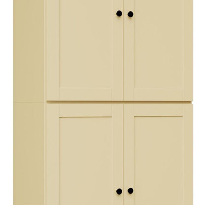 72" Yellow Solid Wood Adjustable Six Tier Library Bookcase with Four Doors