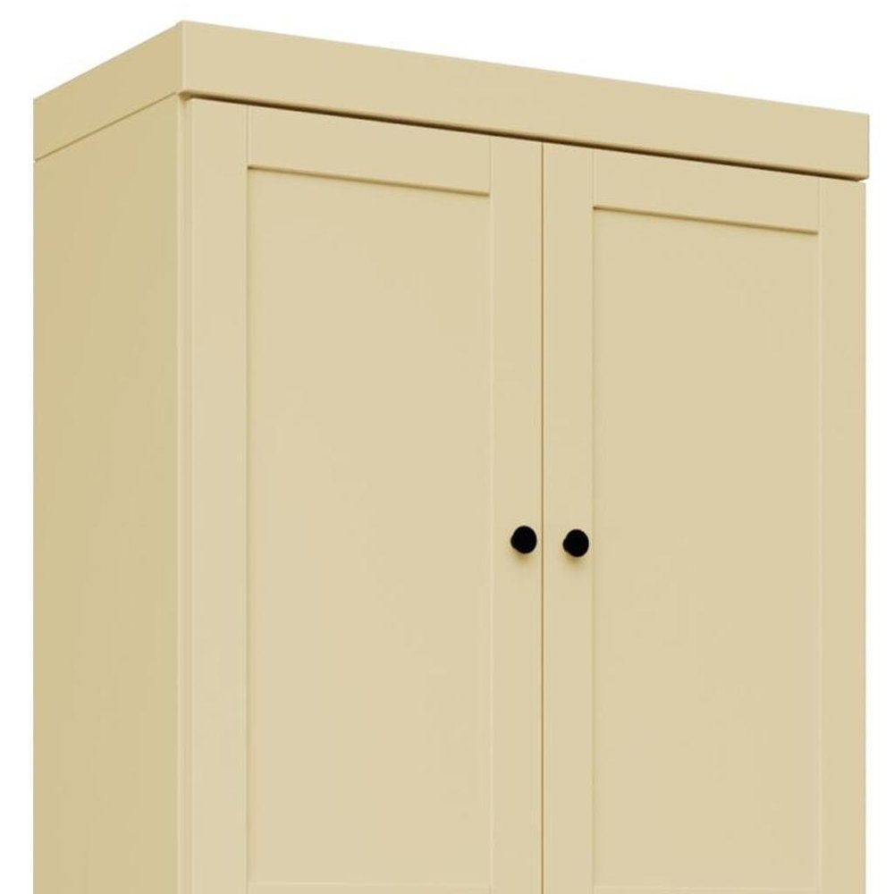 72" Yellow Solid Wood Adjustable Six Tier Library Bookcase with Four Doors HomeRoots