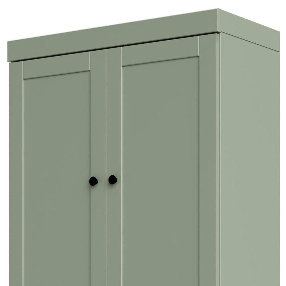 72" Sage Solid Wood Adjustable Six Tier Library Bookcase with Four Doors HomeRoots