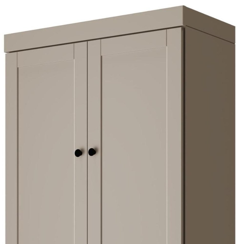 72" Beige Solid Wood Adjustable Six Tier Library Bookcase with Four Doors HomeRoots