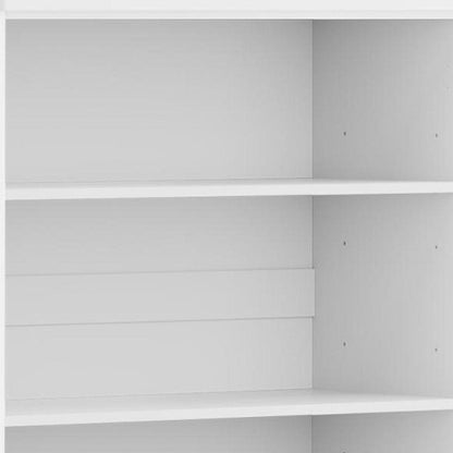 72" White Solid Wood Adjustable Six Tier Library Bookcase with Two Doors HomeRoots