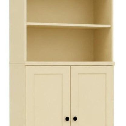 72" Yellow Solid Wood Adjustable Six Tier Library Bookcase with Two Doors