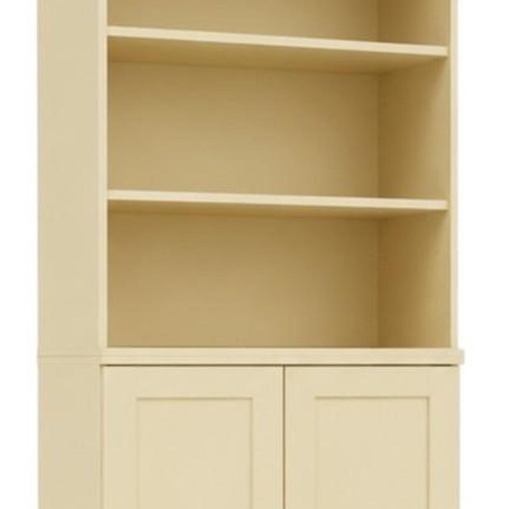 72" Yellow Solid Wood Adjustable Six Tier Library Bookcase with Two Doors HomeRoots