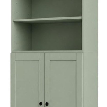 72" Sage Solid Wood Adjustable Six Tier Library Bookcase with Two Doors