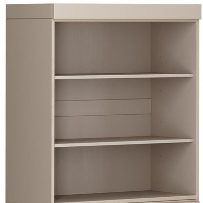 72" Beige Solid Wood Adjustable Six Tier Library Bookcase with Two Doors HomeRoots