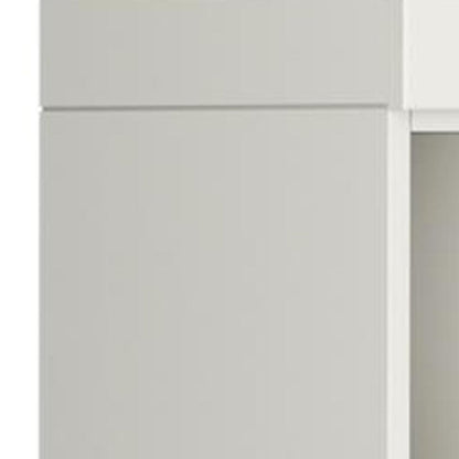 72" Off White Solid Wood Adjustable Six Tier Library Bookcase with Two Doors