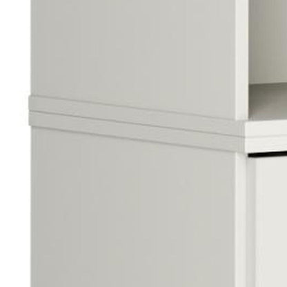 72" Off White Solid Wood Adjustable Six Tier Library Bookcase with Two Doors