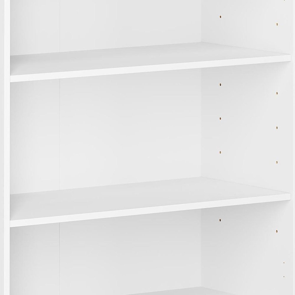 36" White Solid Wood Adjustable Three Tier Library Bookcase — view 4