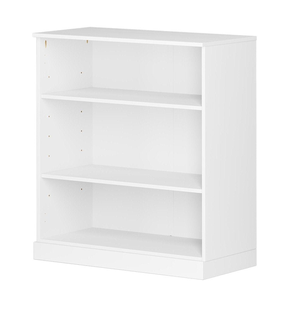 36" Off White Solid Wood Adjustable Three Tier Library Bookcase HomeRoots