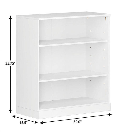 36" Aqua Solid Wood Adjustable Three Tier Library Bookcase