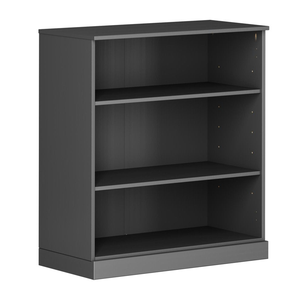 36" Off White Solid Wood Adjustable Three Tier Library Bookcase — view 7
