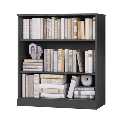 36" White Solid Wood Adjustable Three Tier Library Bookcase