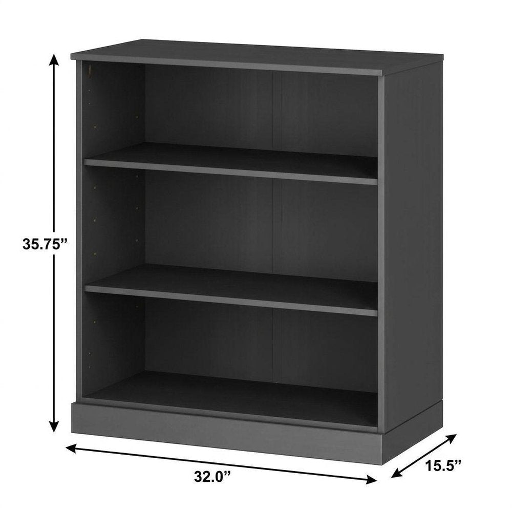 36" Off White Solid Wood Adjustable Three Tier Library Bookcase HomeRoots