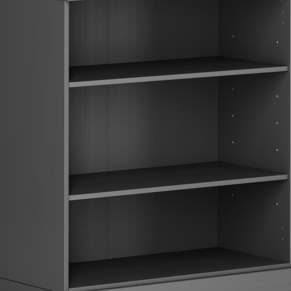 36" White Solid Wood Adjustable Three Tier Library Bookcase — view 10