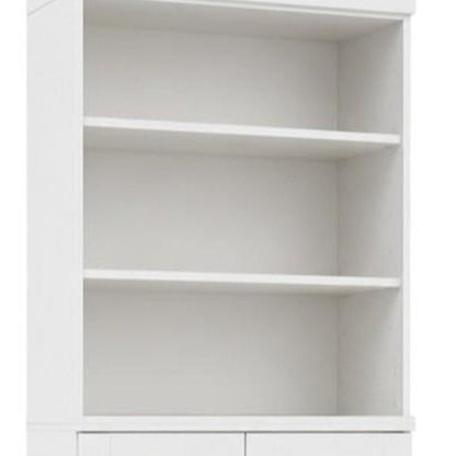 72" White Solid Wood Adjustable Six Tier Library Bookcase with Two Doors HomeRoots