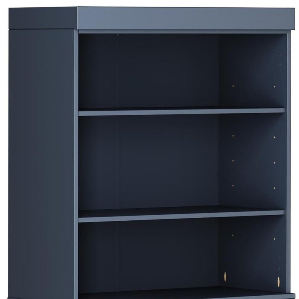 72" French Blue Solid Wood Adjustable Six Tier Library Bookcase with Two Doors HomeRoots